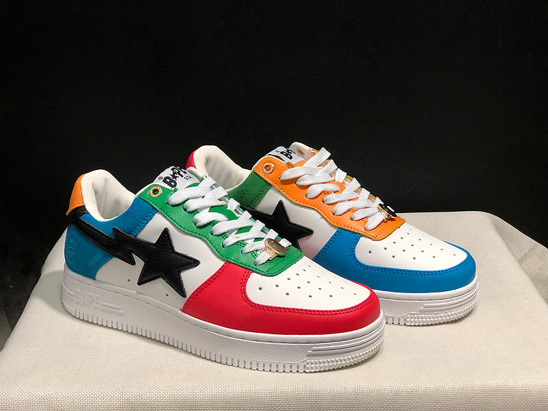 BAPE Star Low-Top Sneakers - Multicolor and White
