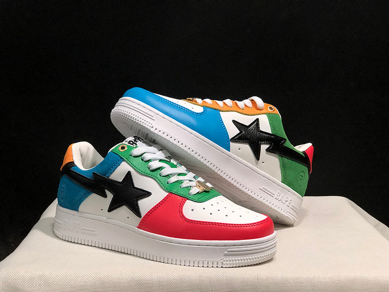 BAPE Star Low-Top Sneakers - Multicolor and White
