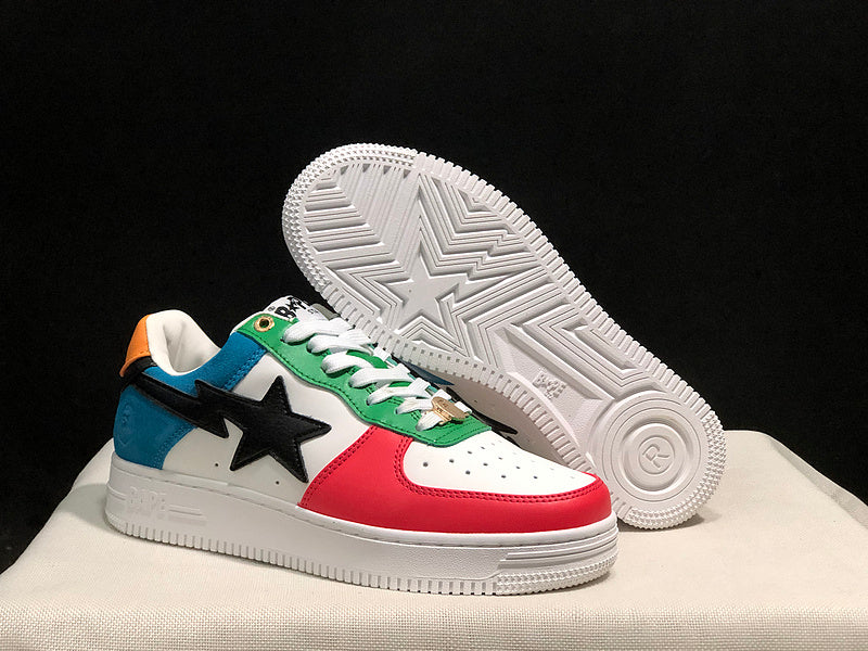 BAPE Star Low-Top Sneakers - Multicolor and White