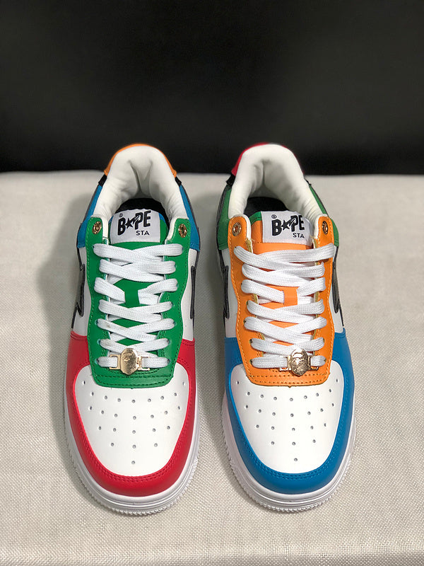 BAPE Star Low-Top Sneakers - Multicolor and White