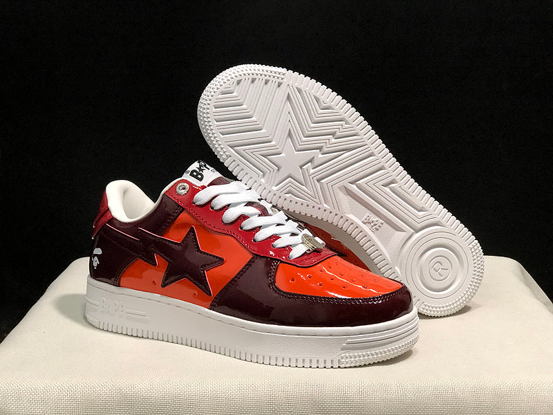 BAPE Star Low-Top Sneakers - Orange, Burgundy and Red