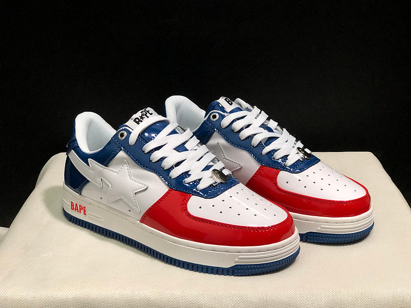 BAPE Star Low-Top Sneakers - Blue, Red and White