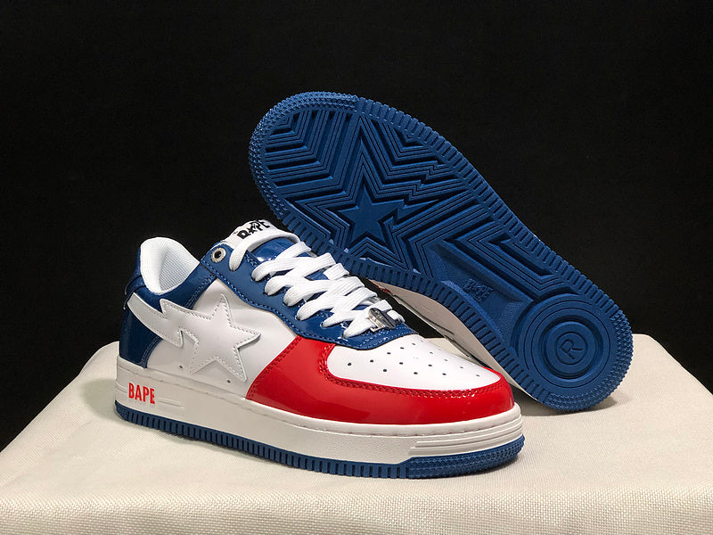 BAPE Star Low-Top Sneakers - Blue, Red and White
