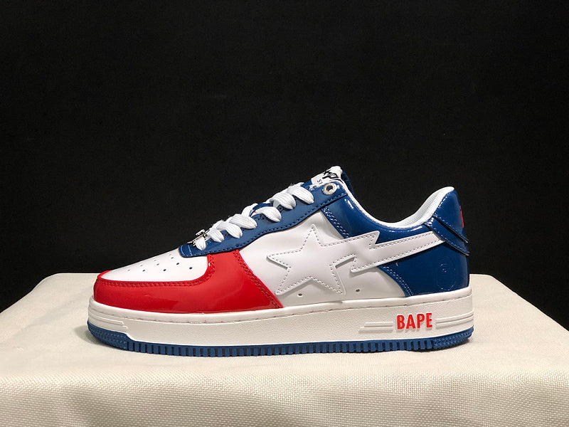 BAPE Star Low-Top Sneakers - Blue, Red and White