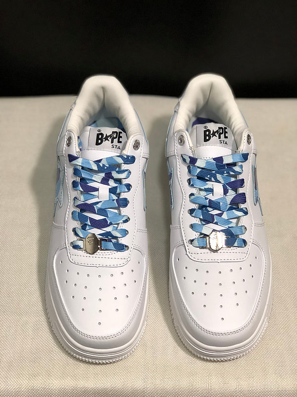 BAPE Star Low-Top Sneakers - White with Blue Camo Details