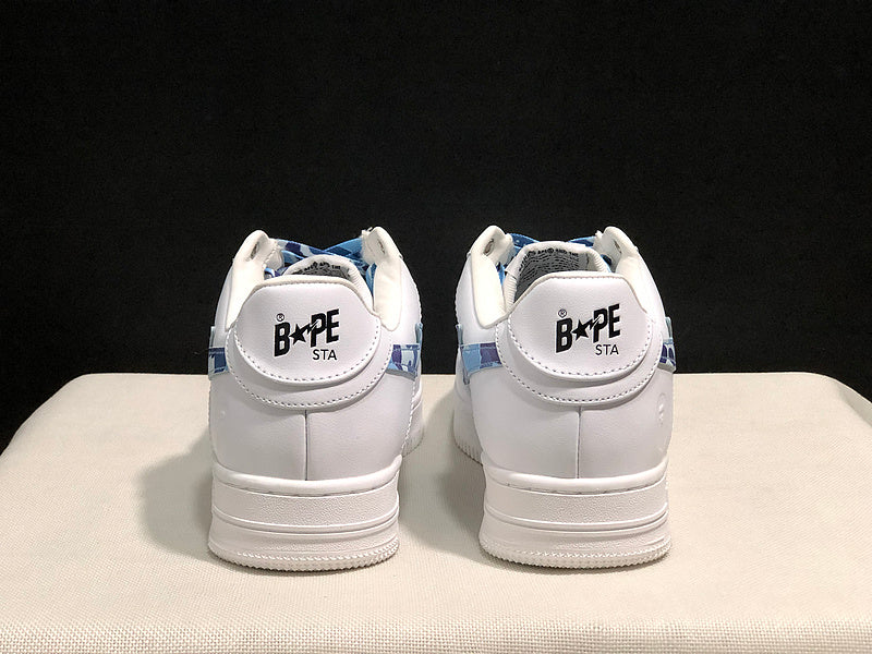 BAPE Star Low-Top Sneakers - White with Blue Camo Details