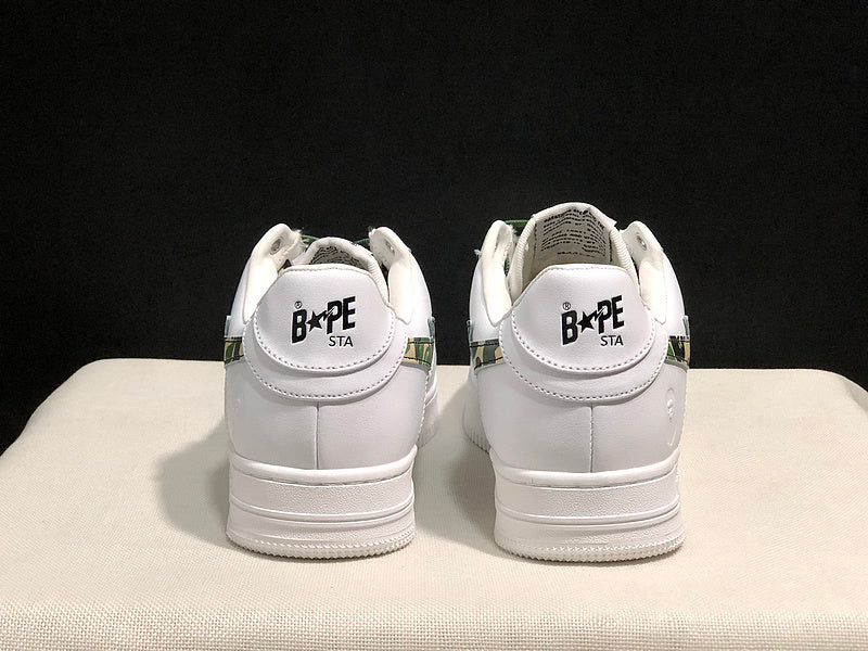 BAPE Star Low-Top Sneakers - White with Green Camo Details