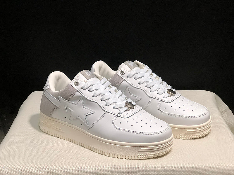 BAPE Star Low-Top Sneakers - White, Light Grey and Cream