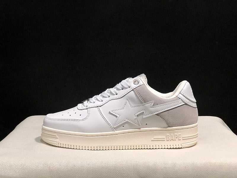 BAPE Star Low-Top Sneakers - White, Light Grey and Cream