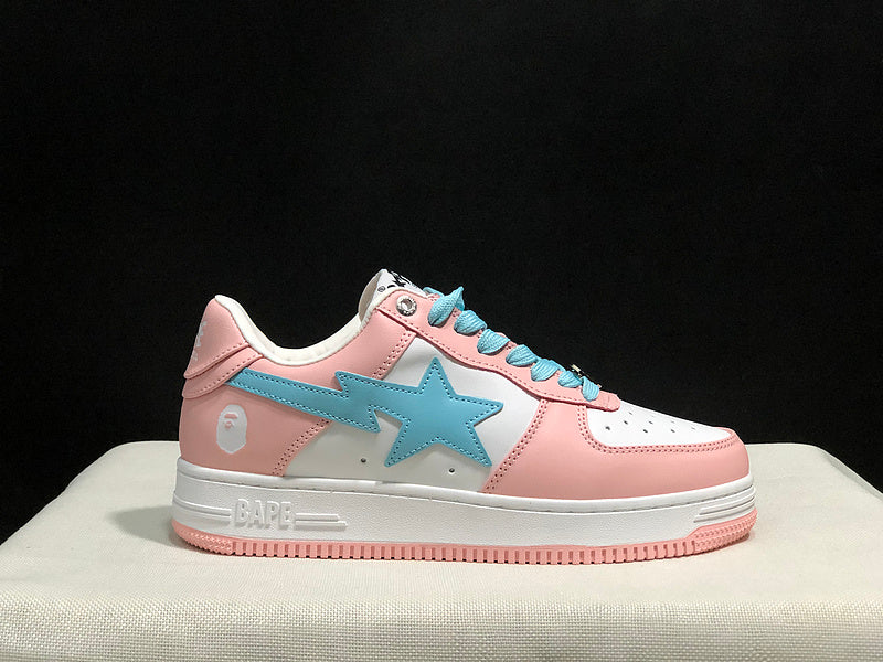 BAPE Star Low-Top Sneakers - Pink, Light Blue and White