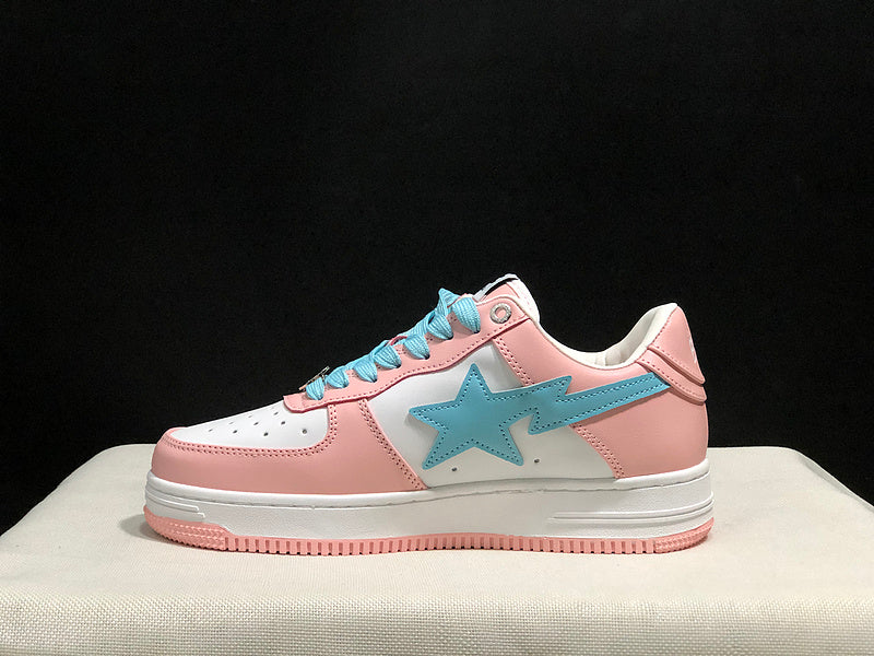 BAPE Star Low-Top Sneakers - Pink, Light Blue and White
