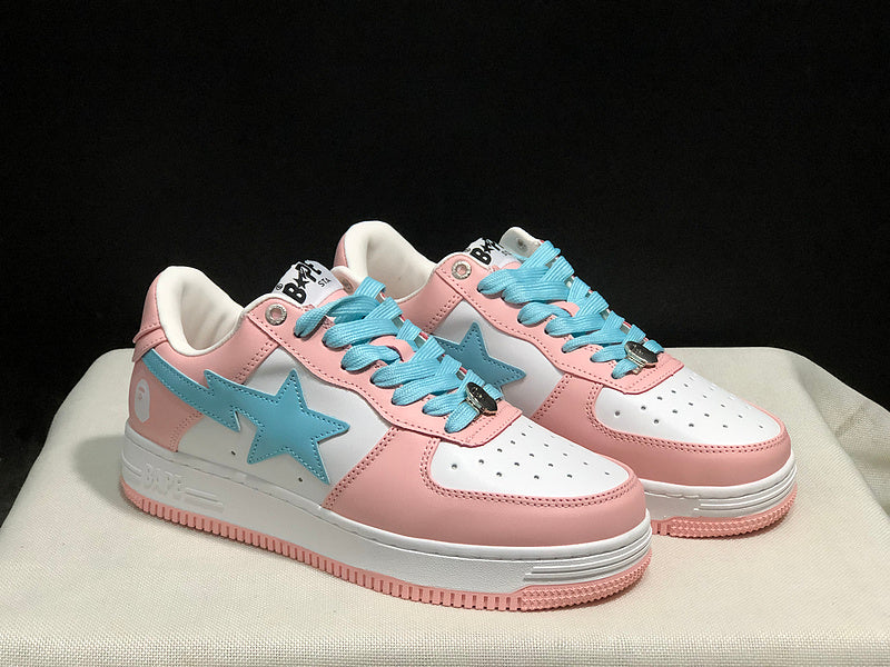 BAPE Star Low-Top Sneakers - Pink, Light Blue and White