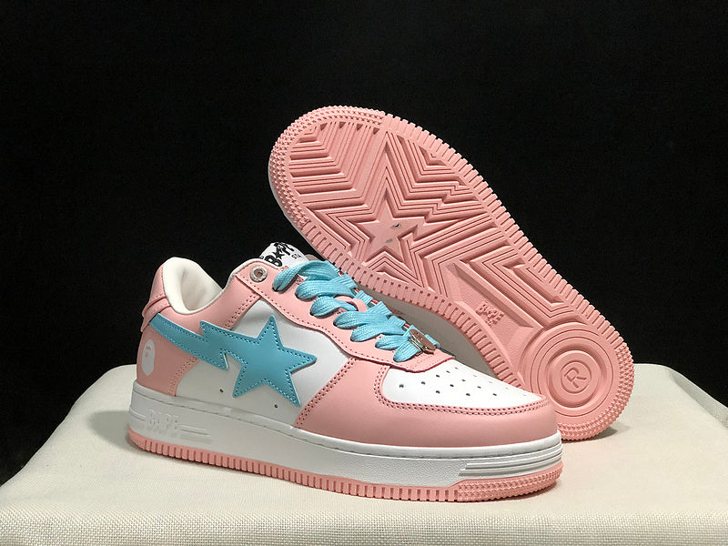 BAPE Star Low-Top Sneakers - Pink, Light Blue and White
