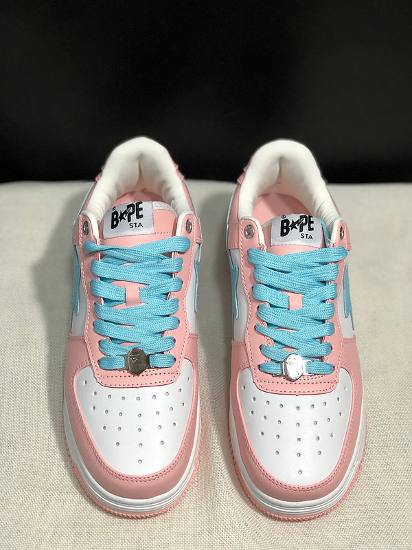 BAPE Star Low-Top Sneakers - Pink, Light Blue and White