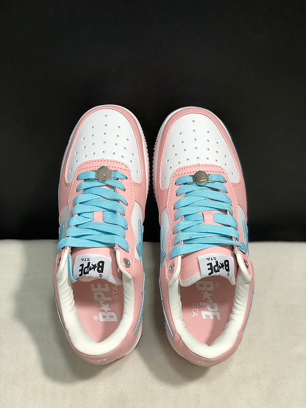 BAPE Star Low-Top Sneakers - Pink, Light Blue and White