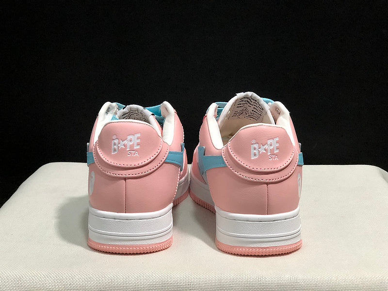 BAPE Star Low-Top Sneakers - Pink, Light Blue and White