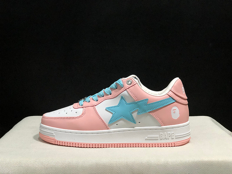BAPE Star Low-Top Sneakers - Pink, Light Blue and White