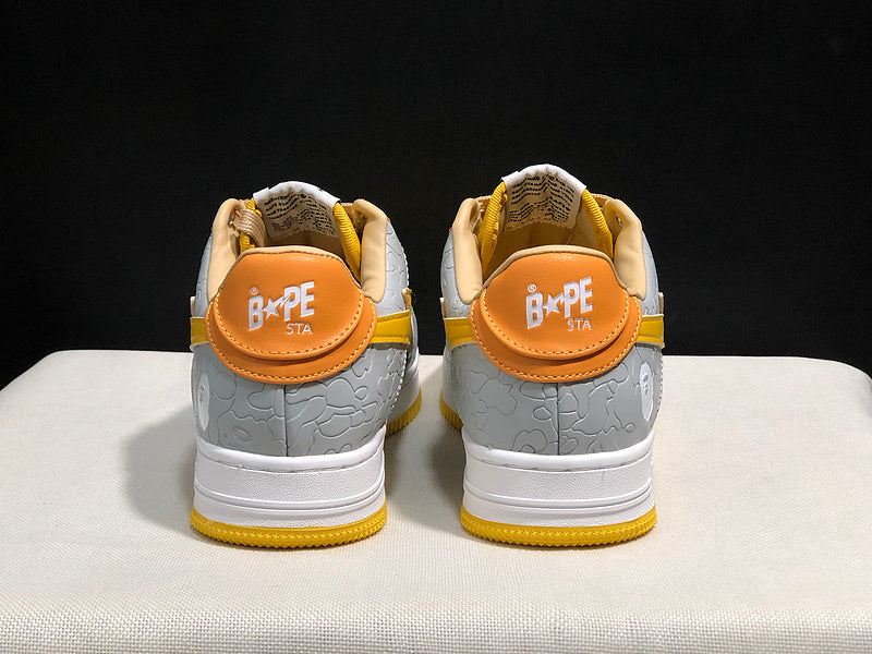 BAPE Star Low-Top Sneakers - Grey, Black and Yellow with Orange Accents
