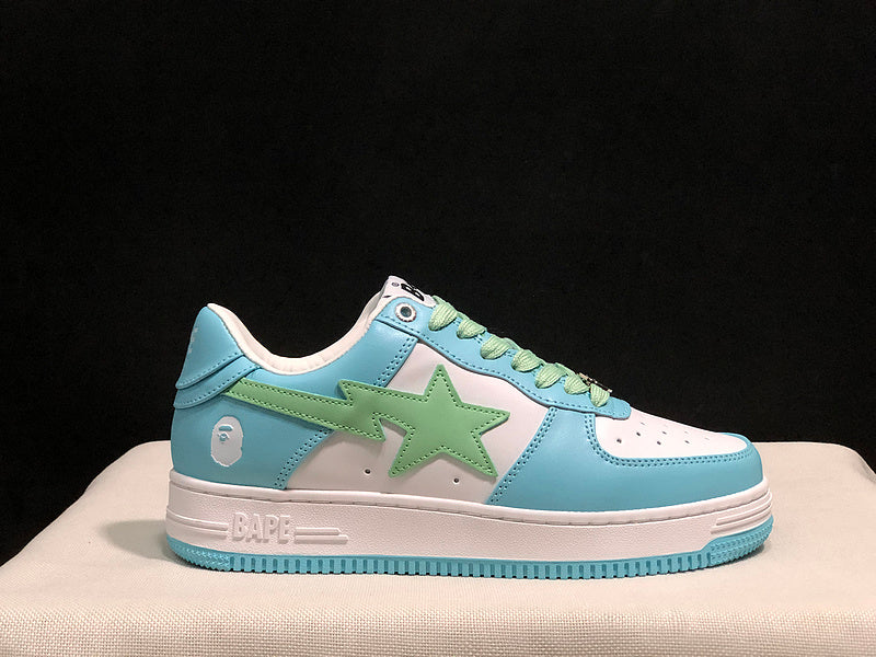 BAPE Star Low-Top Sneakers - Light Blue, Mint Green and White