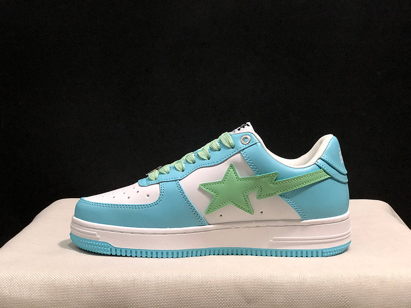 BAPE Star Low-Top Sneakers - Light Blue, Mint Green and White