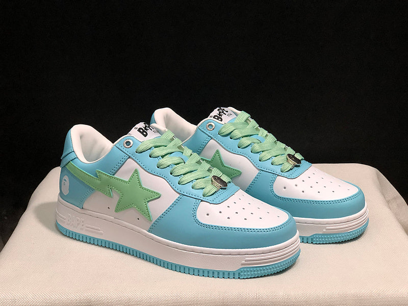 BAPE Star Low-Top Sneakers - Light Blue, Mint Green and White