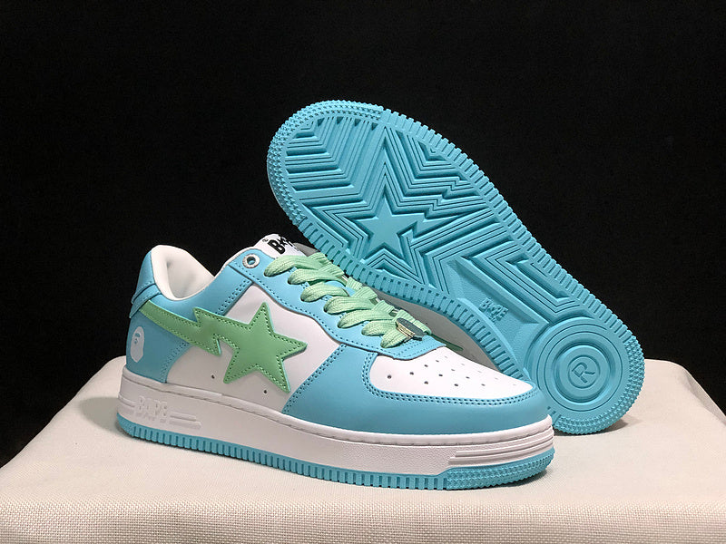 BAPE Star Low-Top Sneakers - Light Blue, Mint Green and White