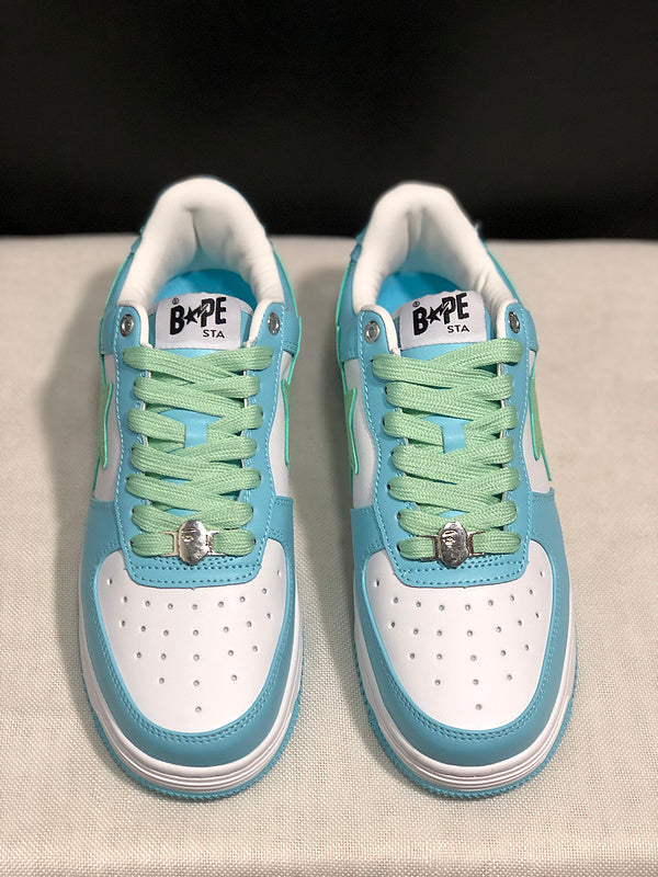 BAPE Star Low-Top Sneakers - Light Blue, Mint Green and White