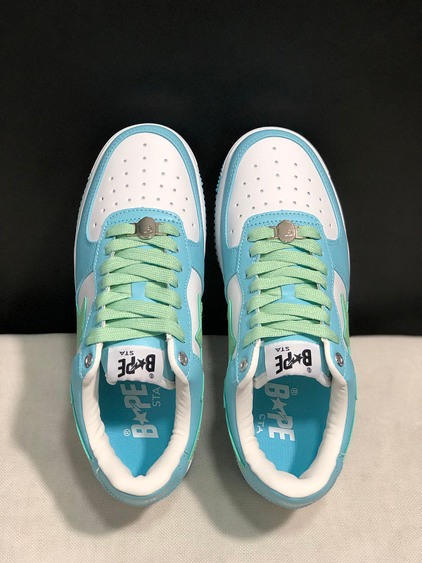 BAPE Star Low-Top Sneakers - Light Blue, Mint Green and White