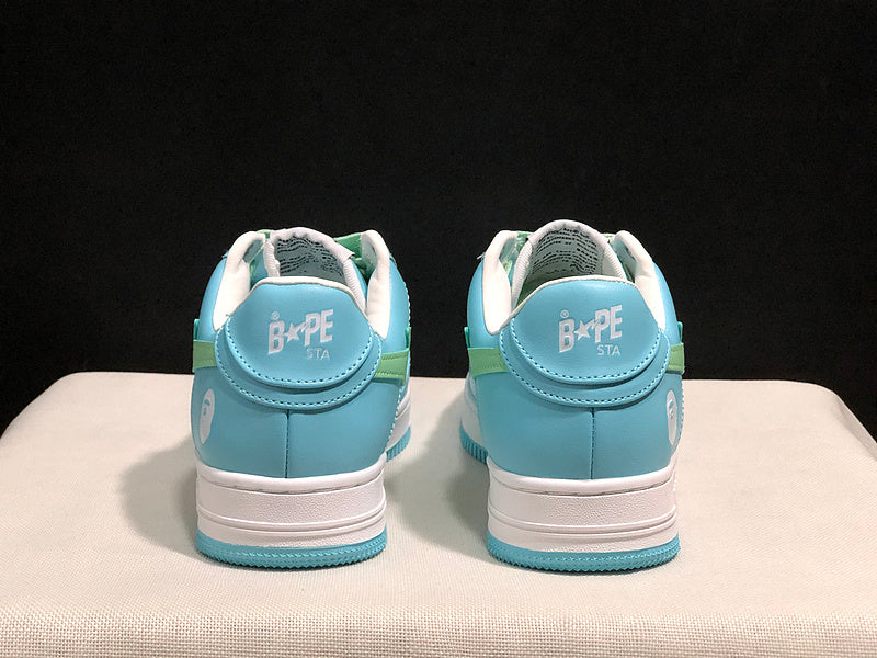 BAPE Star Low-Top Sneakers - Light Blue, Mint Green and White