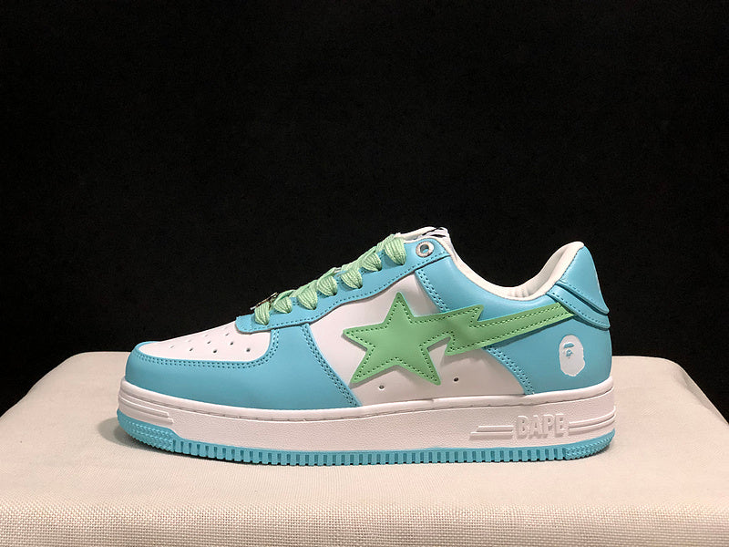 BAPE Star Low-Top Sneakers - Light Blue, Mint Green and White