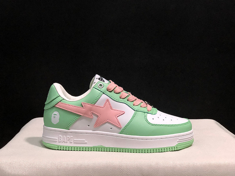 BAPE Star Low-Top Sneakers - Mint Green, Pink and White