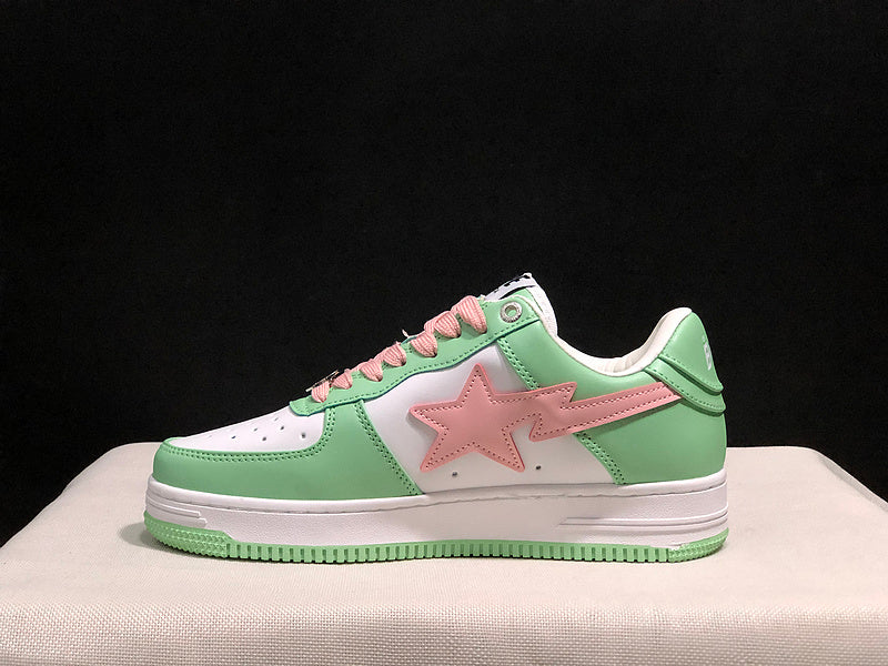 BAPE Star Low-Top Sneakers - Mint Green, Pink and White