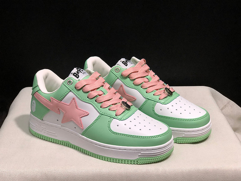 BAPE Star Low-Top Sneakers - Mint Green, Pink and White
