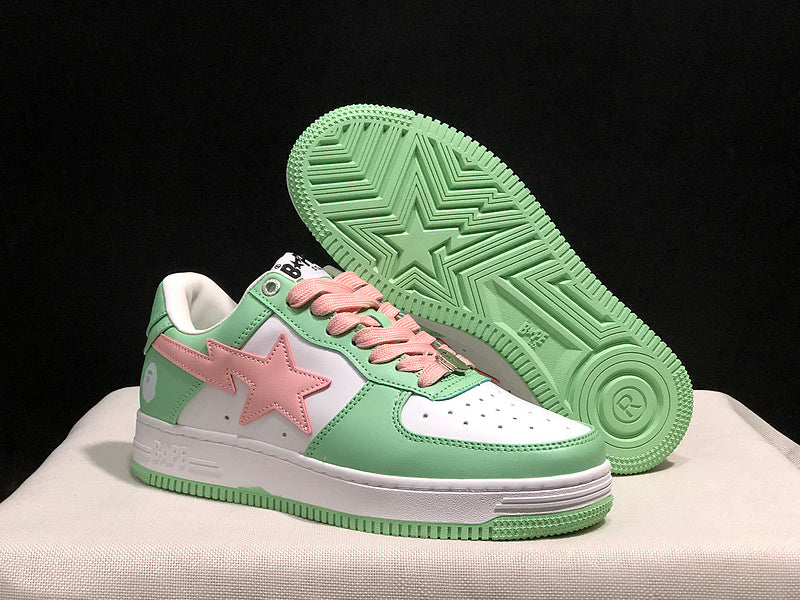 BAPE Star Low-Top Sneakers - Mint Green, Pink and White
