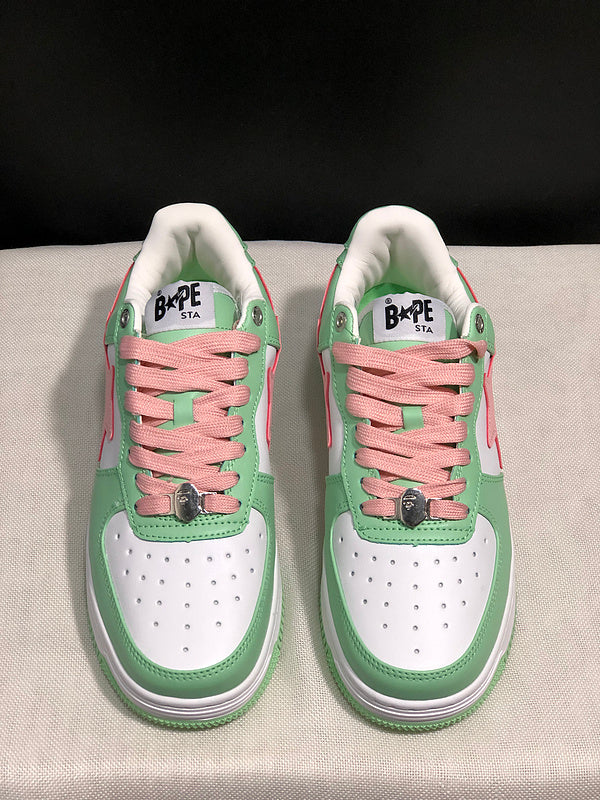 BAPE Star Low-Top Sneakers - Mint Green, Pink and White