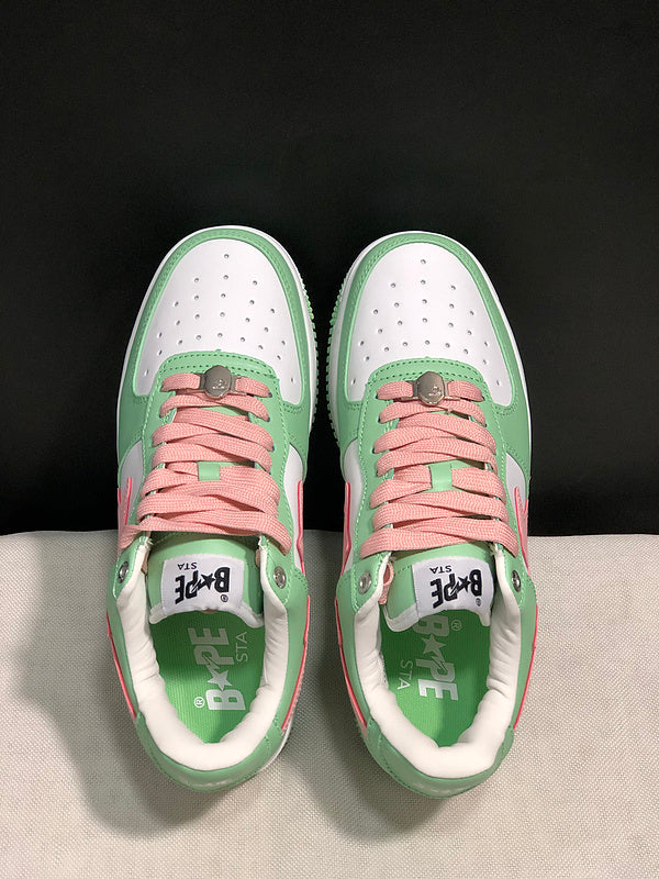 BAPE Star Low-Top Sneakers - Mint Green, Pink and White