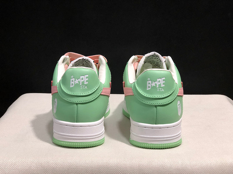 BAPE Star Low-Top Sneakers - Mint Green, Pink and White