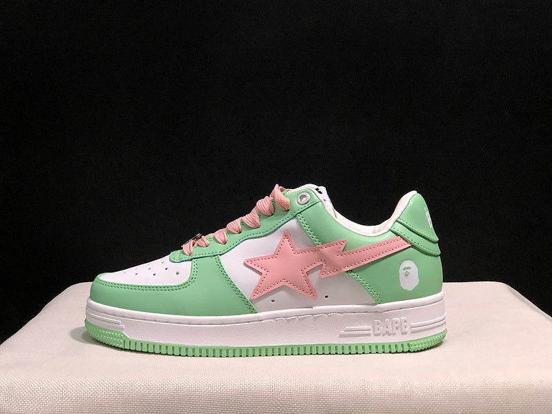 BAPE Star Low-Top Sneakers - Mint Green, Pink and White