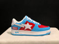 BAPE Star Low-Top Sneakers - Light Blue, Red and White