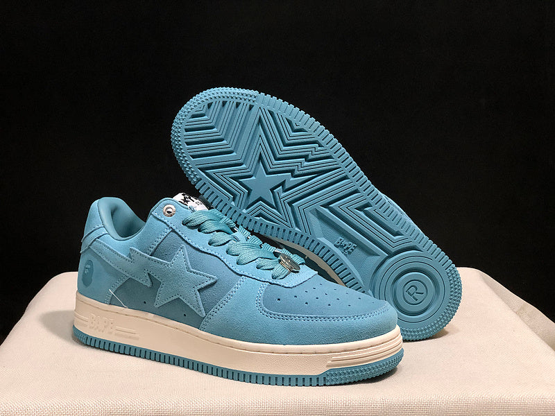 BAPE Star Low-Top Sneakers - Light Blue and Cream