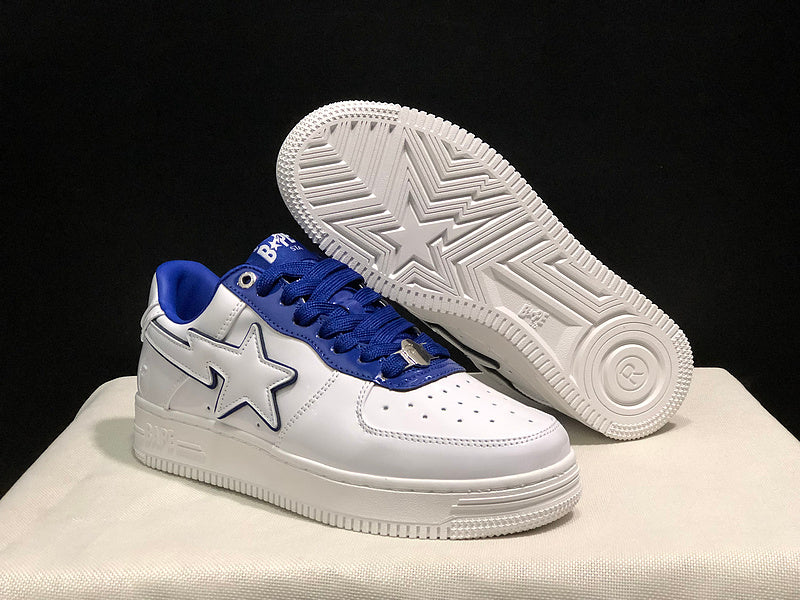 BAPE Star Low-Top Sneakers - White and Royal Blue