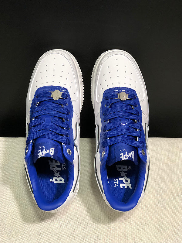 BAPE Star Low-Top Sneakers - White and Royal Blue
