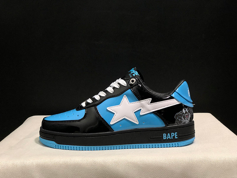BAPE Star Low-Top Sneakers - Blue, Black and White
