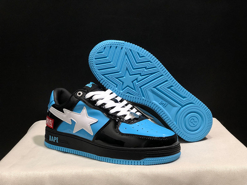 BAPE Star Low-Top Sneakers - Blue, Black and White