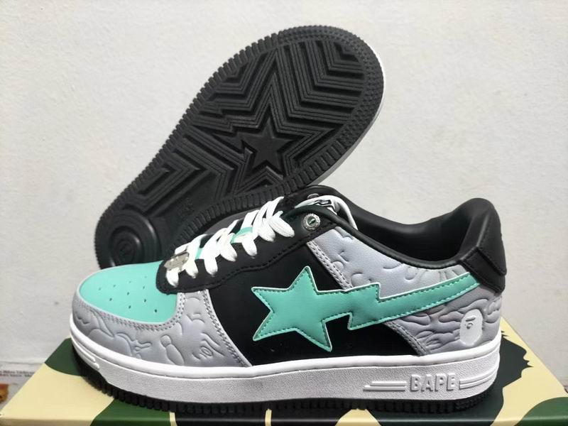 BAPE Star Low-Top Sneakers - Grey, Black and Mint Green