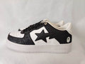 BAPE Star Low-Top Sneakers - Black and White with Embossed Details