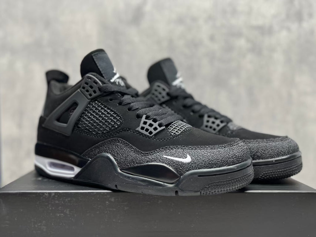 Air Jordan 4 Retro 'Black Motorsport' Sneakers - Black and Grey