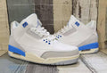 Air Jordan 3 Retro Men's Sneakers - White, Grey and Blue