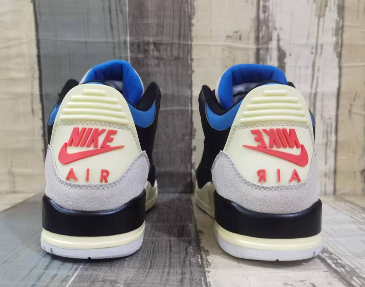 Air Jordan 3 Retro Men's Sneakers - Black, Blue and Red