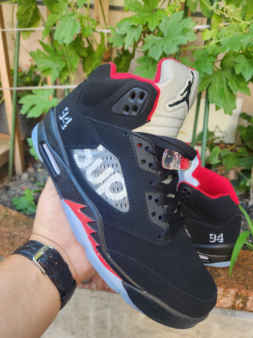 Air Jordan 5 Men's Sneakers 'SUP' - Black and Red